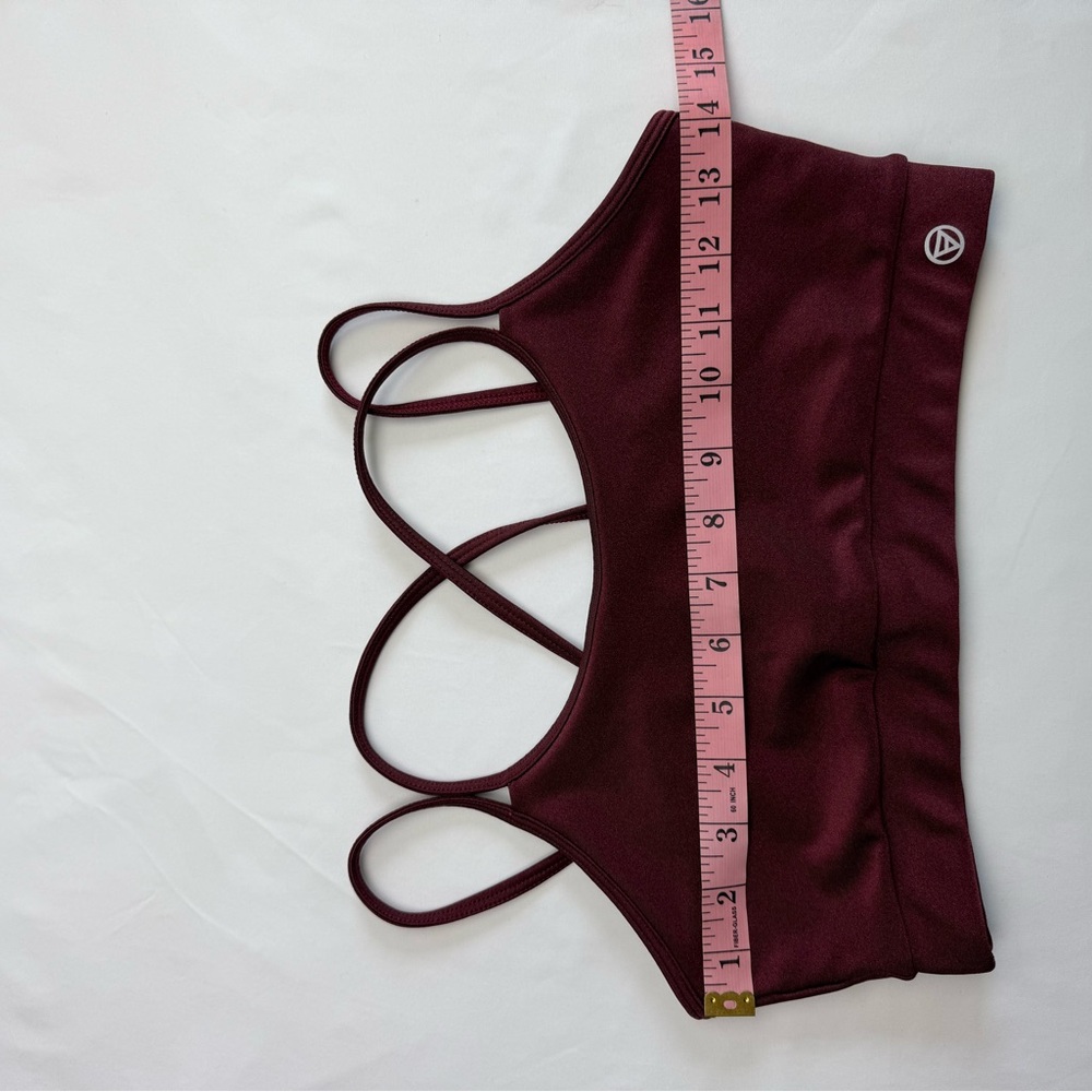 Matching Activewear Set Burgundy Black Sports Bra Biker Shorts Workout Set - Picture 10 of 13